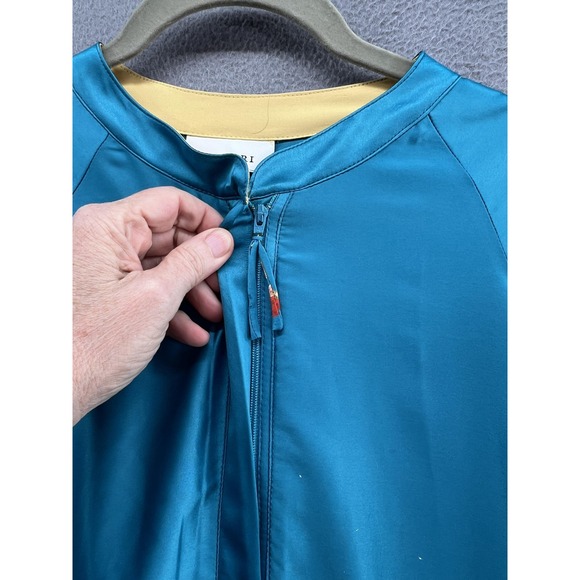 Natori Robe Womens Large Blue Kimono Long Sleeve Bird Floral Embroidered 55in - Picture 13 of 16